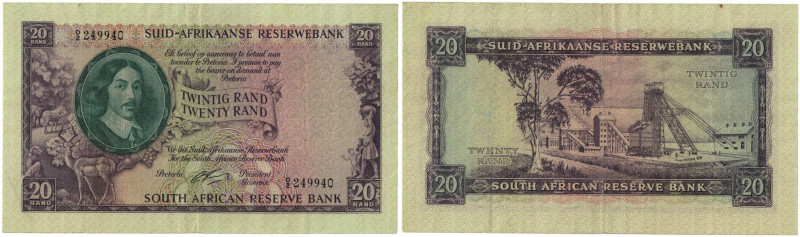 20 Rand 1961 
Banknoten, Südafrika / South Africa. 20 Rand 1961. Erste Zeilen m...