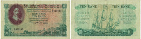 10 Rand 1962 
Banknoten, Südafrika / South Africa. 10 Rand ND (1962-1965). Erste Zeilen mit Banknamen und Wert in Afrikaans. Pick 107b. II