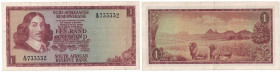 1 Rand 1966 
Banknoten, Südafrika / South Africa. 1 Rand 1966. Erste Zeilen mit Bankname und Wert in Afrikaans. Pick 110a. II