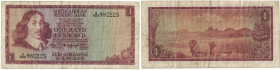 1 Rand 1967 
Banknoten, Südafrika / South Africa. 1 Rand 1967. Erste Zeilen mit Bankname und Wert in Englisch. Pick 109b. II-
