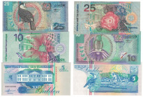 Lot von 3 Banknoten 1991 - 2000 
Banknoten, Surinam, Lots und Sammlungen. 5 Gulden 1991 (P.136) I, 10 Gulden 2000 (P.147) I, 25 Gulden 2000 (P.147) I...
