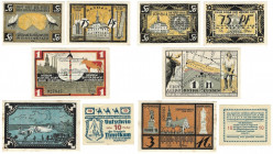Lot von 5 Banknoten 1920 - 1921 
Banknoten, Lots und Sammlungen Banknoten. Deutschland, Tilsit 50, 75 Pfennig und 1, 3 Mark 1921. Österreich, Timelka...