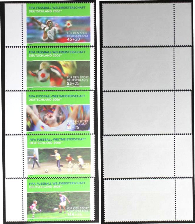 Set 5 Stück 2003 
Briefmarken / Postmarken, Deutschland / Germany. BRD. Fußball...