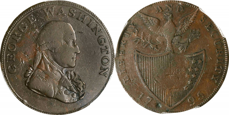 1795 Washington Liberty and Security Halfpenny. Musante GW-48, Baker-31, W-11015...