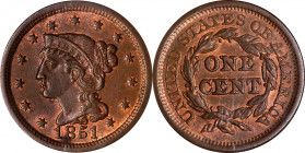 1851 Braided Hair Half Cent. MS-62 RB (NGC).
PCGS# 1224. NGC ID: 26YW.
Estimate: $0.00- $0.00