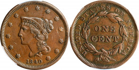 1840 Braided Hair Cent. Small Date. EF-40 (PCGS).
PCGS# 1823.
Estimate: $0.00- $0.00