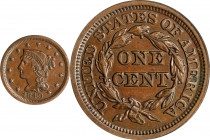 1849 Braided Hair Cent. AU-55 (PCGS).
PCGS# 1886. NGC ID: 226F.
Estimate: $0.00- $0.00
