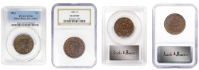 Lot of (2) Certified 1840s Braided Hair Cents.
Included are: 1843 Petite Head, Small Letters, VF-20 (PCGS); and 1848 AU-50 BN (NGC).
Estimate: $0.00...