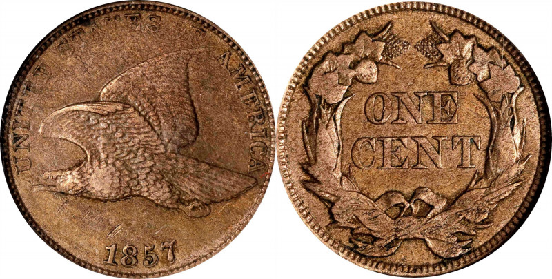 1857 Flying Eagle Cent. Type of 1857. EF-45 (NGC).
PCGS# 2016. NGC ID: 2276.
E...