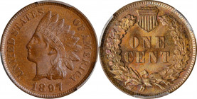 1897 Indian Cent. MS-65 BN (PCGS).
PCGS# 2196. NGC ID: 228S.
Estimate: $0.00- $0.00
