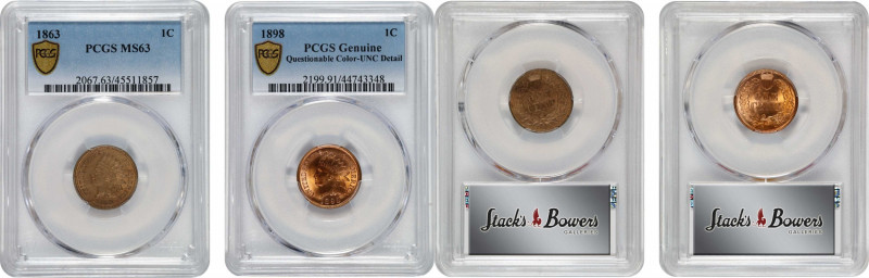 Lot of (2) Mint State Indian Cents. (PCGS).
Included are: 1863 MS63; and 1898 U...