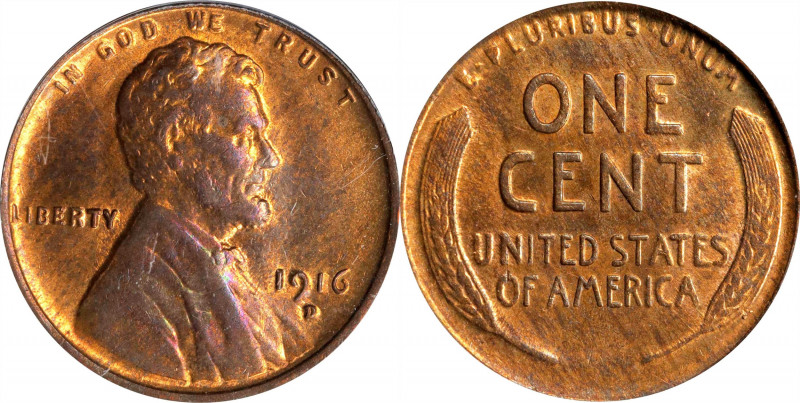 1916-D Lincoln Cent. MS-64 RB (PCGS).
PCGS# 2490. NGC ID: 22BP.
Estimate: $0.0...