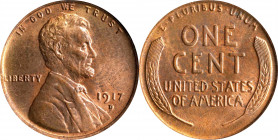 1917-D Lincoln Cent. MS-63 RD (PCGS).
PCGS# 2500. NGC ID: 22BT.
Estimate: $0.00- $0.00