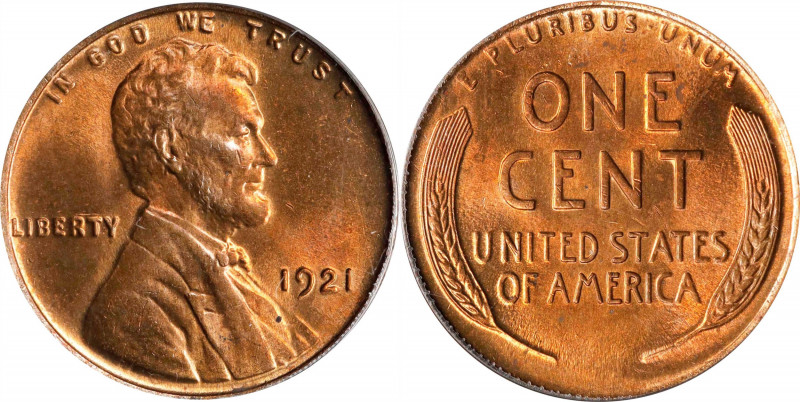 1921 Lincoln Cent. MS-64 RD (PCGS).
PCGS# 2533. NGC ID: 22C6.
Estimate: $0.00-...