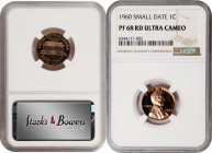 1960 Lincoln Cent. Small Date. Proof-68 RD Ultra Cameo (NGC).
PCGS# 93392. NGC ID: 22LL.
Estimate: $0.00- $0.00
