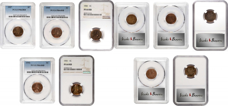 Lot of (5) Certified Choice Proof Lincoln Cents. Wheat Ears Reverse.
Included a...