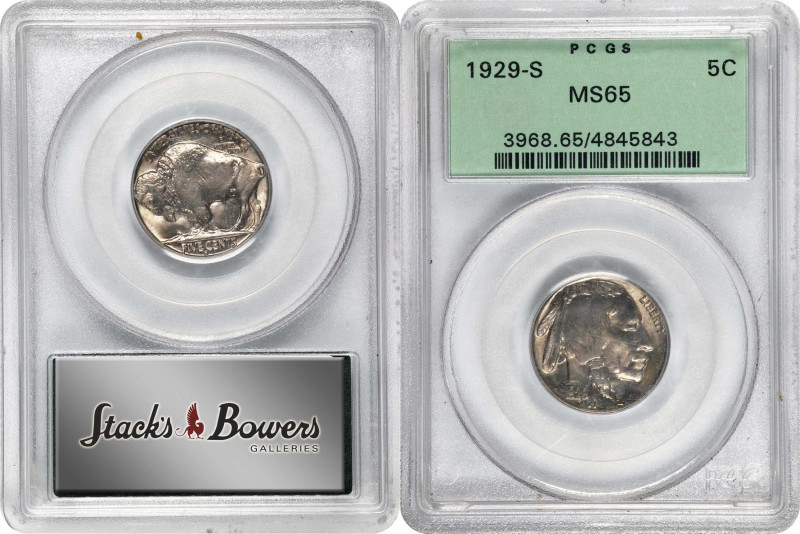 1929-S Buffalo Nickel. MS-65 (PCGS). OGH.
PCGS# 3968. NGC ID: 22SG.
Estimate: ...