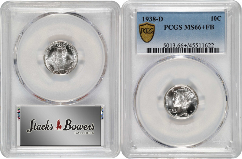 1938-D Mercury Dime. MS-66+ FB (PCGS).
PCGS# 5013. NGC ID: 23JN.
Estimate: $0....