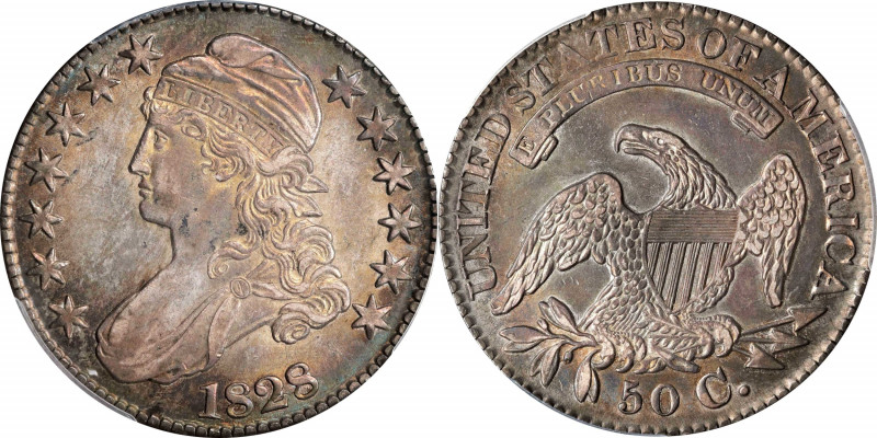 1828 Capped Bust Half Dollar. O-112. Rarity-3. Square Base 2, Small 8s, Large Le...