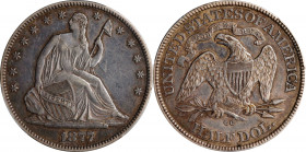 1877-CC Liberty Seated Half Dollar. AU-50 (PCGS).
PCGS# 6356. NGC ID: 24KL.
Estimate: $0.00- $0.00