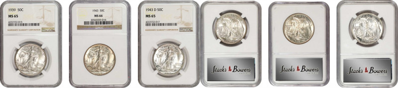 Lot of (3) Gem Mint State Walking Liberty Half Dollars. (NGC).
Included are: 19...