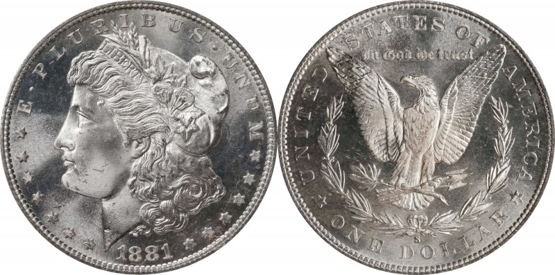 1881-S Morgan Silver Dollar. MS-66 (NGC).
PCGS# 7130. NGC ID: 2549.
Estimate: ...