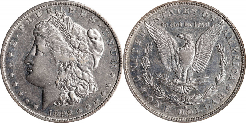 1892-S Morgan Silver Dollar. EF-45 (NGC).
PCGS# 7218. NGC ID: 255P.
Estimate: ...