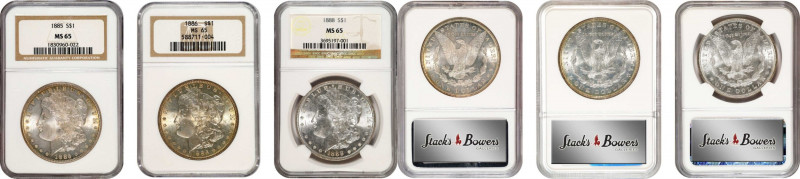 Lot of (3) 1880s Philadelphia Mint Morgan Silver Dollars. MS-65 (NGC).
Included...