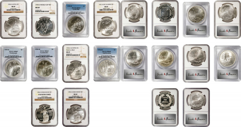 Lot of (10) Certified Modern Commemorative Silver Dollars.
Included are: 1994-D...