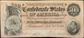 T-64. Confederate Currency. 1864 $500. Extremely Fine.
A popular Stonewall Jackson $500, offered here in Extremely Fine condition. Minor edge stains ...
