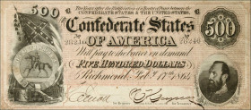 T-64. Confederate Currency. 1864 $500. Very Fine.
This Stonewall Jackson $500 is always in demand by Confederate Currency collectors. Light staining ...