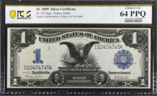 Fr. 233. 1899 $1 Silver Certificate. PCGS Banknote Choice Uncirculated 64.
A bright & original offering of this Black Eagle Ace.
Estimate: $400.00- ...