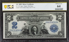Fr. 253. 1899 $2 Silver Certificate. PCGS Banknote Choice Uncirculated 64.
A bright example of this mini-porthole note.
Estimate: $1500.00- $2500.00