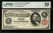 Fr. 267. 1891 $5 Silver Certificate. PMG Very Fine 20.
A Tillman-Morgan signed example of this Grant Silver Certificate.
Estimate: $1000.00- $1500.0...