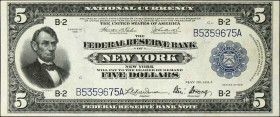 Fr. 782. 1914 $5 Federal Reserve Bank Note. New York. Extremely Fine.
Ink stamp of "May 27 1921" on reverse.
Estimate: $400.00- $600.00