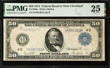 Fr. 1039a. 1914 $50 Federal Reserve Note. Cleveland. PMG Very Fine 25.
White - Mellon signature combination. An always popular denomination.
Estimat...