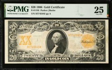 Fr. 1185. 1906 $20 Gold Certificate. PMG Very Fine 25.
An elusive 1906 dated $20 Gold Certificate.
Estimate: $250.00- $350.00