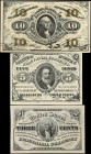 Lot of (3). Fr. 1226, 1238 & 1251. 3, 5 & 10 Cents. Choice Uncirculated.
A trio of CU Fractionals. A tiny pinhole is noticed on the 5 Cent.
Estimate...