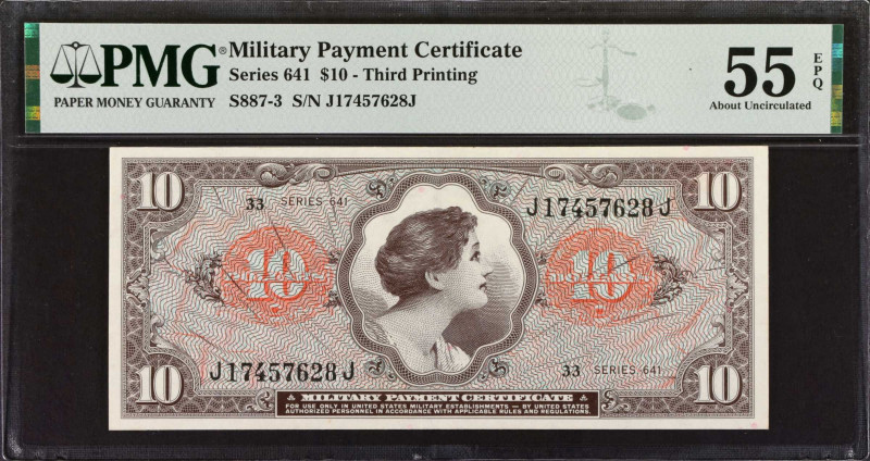 Military Payment Certificate. Series 641. $10. PMG About Uncirculated 55 EPQ.
T...