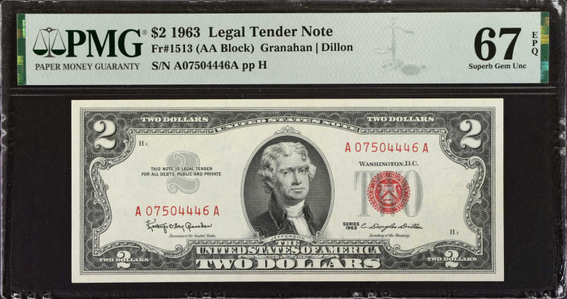 Fr. 1513. 1963 $2 Legal Tender Note. PMG Superb Gem Uncirculated 67 EPQ.
A beau...