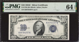 Fr. 1704. 1934C $10 Silver Certificate. PMG Choice Uncirculated 64 EPQ.
A nearly Gem offering of this highly attractive 1934C $10.
Estimate: $100.00...