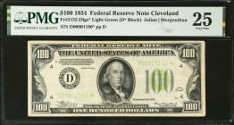 Fr. 2152-Dlgs*. 1934 $100 Federal Reserve Star Note. Cleveland. PMG Very Fine 25.
Light green seal. Replacement.
Estimate: $200.00- $300.00