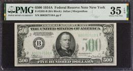 Fr. 2202-B. 1934A $500 Federal Reserve Note. New York. PMG Choice Very Fine 35 EPQ.
This note has earned PMG's coveted EPQ qualifier.
Estimate: $200...