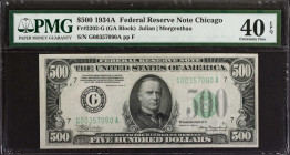 Fr. 2202-G. 1934A $500 Federal Reserve Note. Chicago. PMG Extremely Fine 40 EPQ.
An appealing mid-grade offering of this 1934A Windy City $500.
Esti...