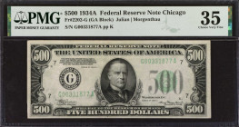 Fr. 2202-G. 1934A $500 Federal Reserve Note. Chicago. PMG Choice Very Fine 35.
A high denomination mid-grade note from the Chicago district.
Estimat...