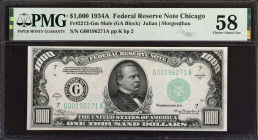 Fr. 2212-Gm. 1934A $1000 Federal Reserve Mule Note. Chicago. PMG Choice About Uncirculated 58.
Back plate 2. A bright example of this Chicago Mule.
...