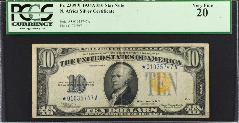 Fr. 2309*. 1934A $10 North Africa Emergency Star Note. PCGS Currency Very Fine 2...