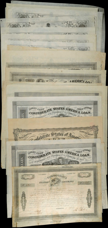 Lot of (20) Confederate Bonds. Act of February 20th, 1863. Very Good to Fine.
A...