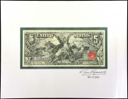 Tim Prusmack Artwork. 1896 $5 Silver Certificate.
No. 70 of 250. An art print of an 1896 $5 Silver Certificate done by Tim Prusmack. This piece is in...
