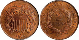 1864 Two-Cent Piece. Large Motto. MS-63 RB (PCGS). OGH.
PCGS# 3577. NGC ID: 22N9.
Estimate: $0.00- $0.00